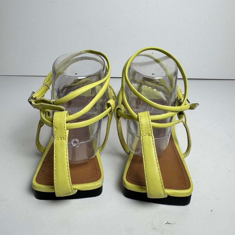 Who What Wear Neon Yellow Strappy Flat Sandals Women’s US 10 Square Toe Ankle - Picture 3 of 9
